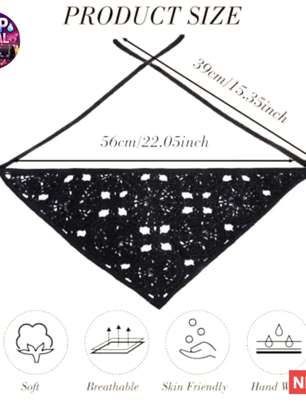 4 Pack Crochet Bandanas Headscarf with Hair Pins, Vintage Floral Headband